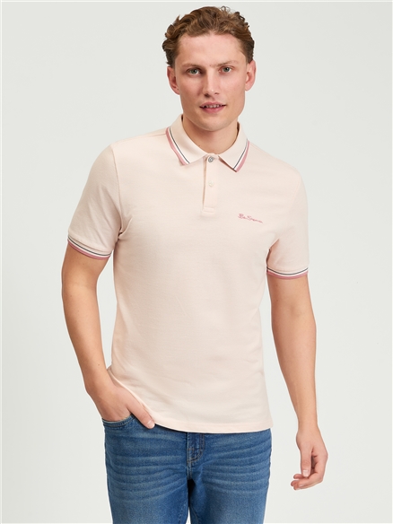 Short Sleeve Signature Pique Polo in Blush Pink