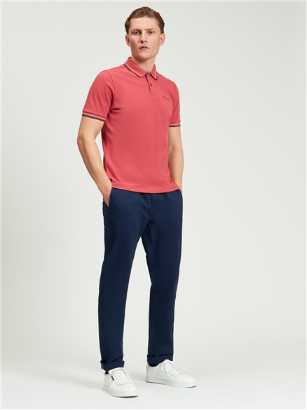 Short Sleeve Signature Pique Polo in Calypso Coral