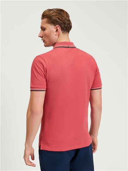 Short Sleeve Signature Pique Polo in Calypso Coral