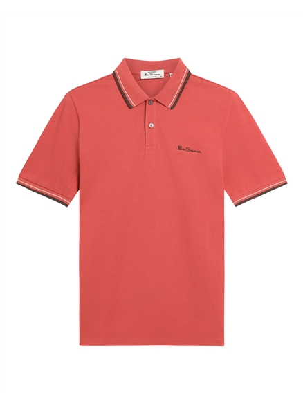 Short Sleeve Signature Pique Polo in Calypso Coral
