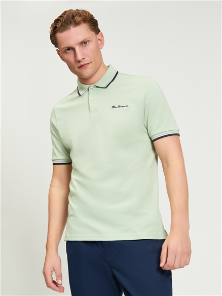 Short Sleeve Signature Pique Polo in Pistachio