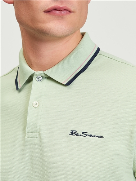 Short Sleeve Signature Pique Polo in Pistachio
