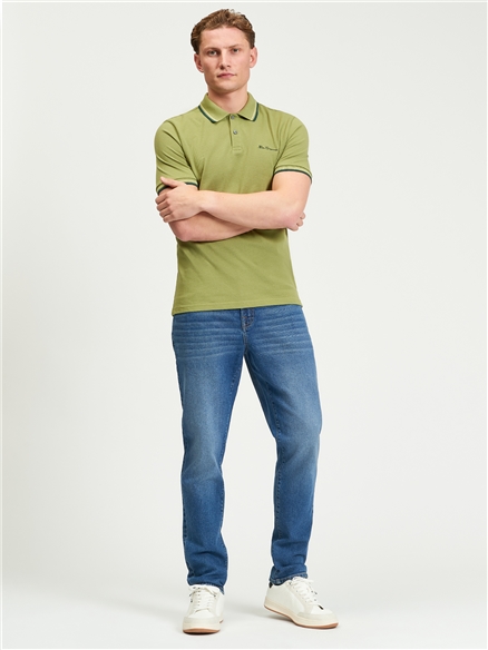 Short Sleeve Signature Pique Polo in Olive