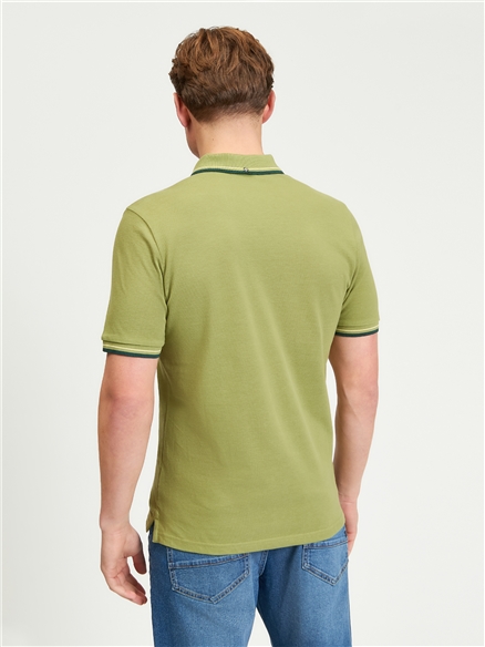 Short Sleeve Signature Pique Polo in Olive