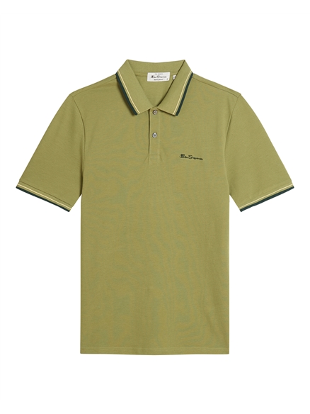 Short Sleeve Signature Pique Polo in Olive