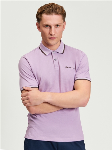 Short Sleeve Signature Pique Polo in Purple
