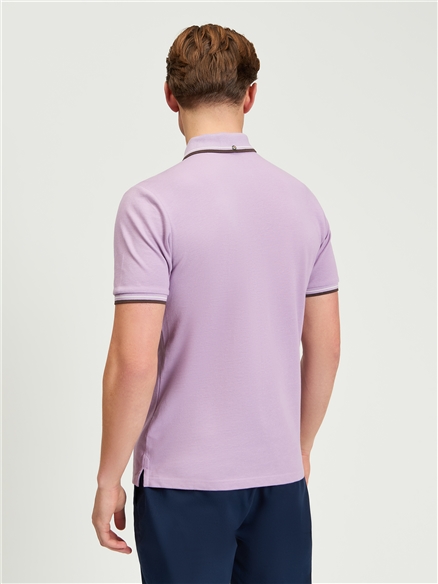 Short Sleeve Signature Pique Polo in Purple