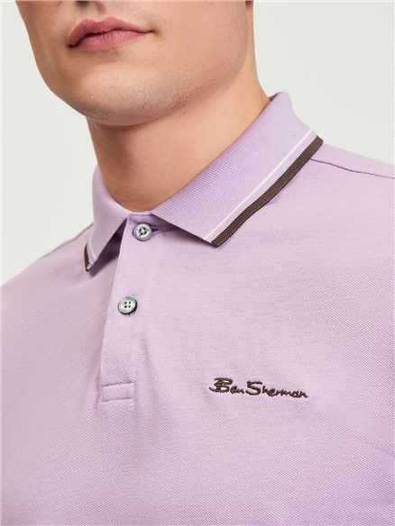 Short Sleeve Signature Pique Polo in Purple