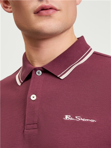 Signature Pique Polo in Aubergine