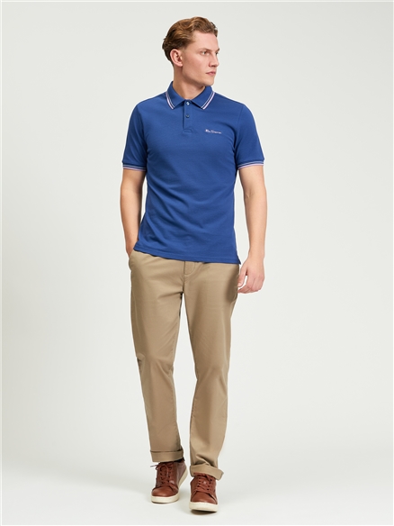 Short Sleeve Signature Pique Polo in Blue Ink