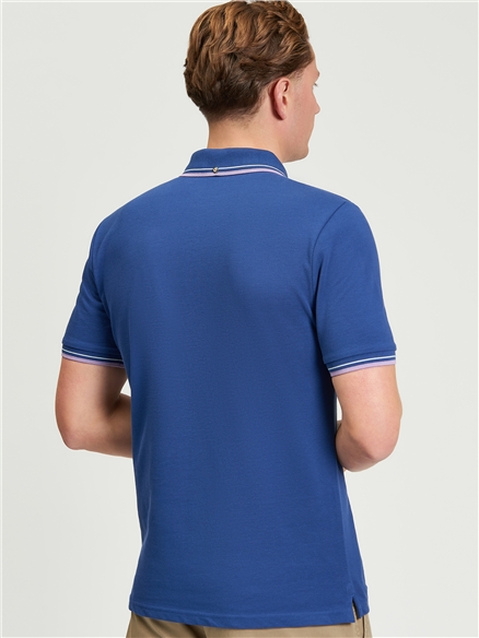 Short Sleeve Signature Pique Polo in Blue Ink