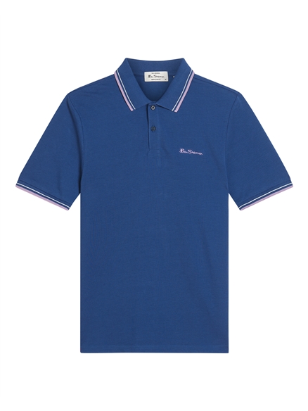 Short Sleeve Signature Pique Polo in Blue Ink