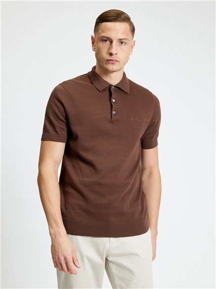 Signature Short Sleeve Polo in Chestnut