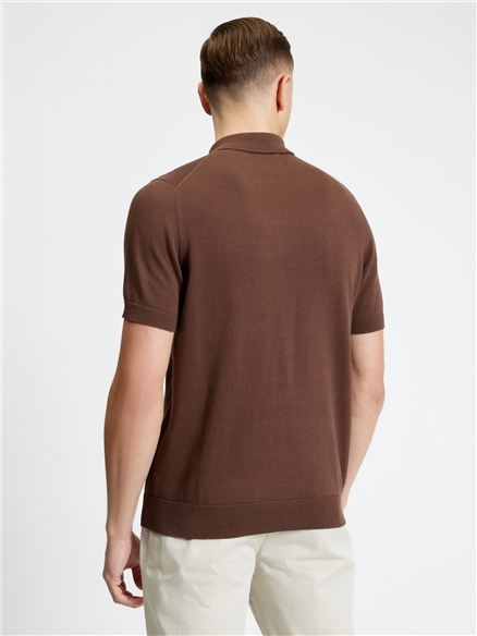Signature Short Sleeve Polo in Chestnut
