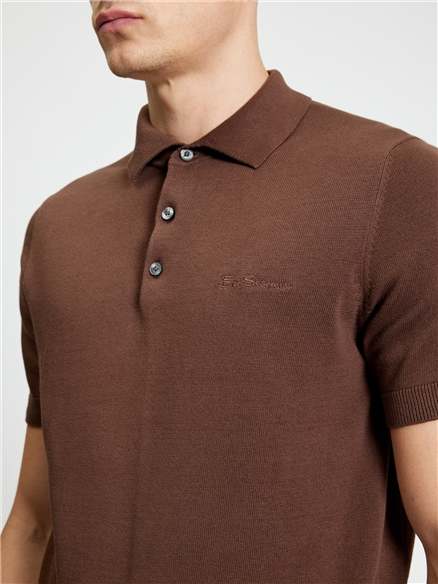 Signature Short Sleeve Polo in Chestnut