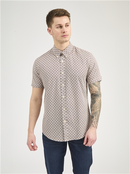 Short Sleeve Block Geo Print Shirt