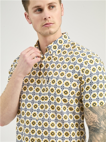 Block Checkerboard Floral Shirt