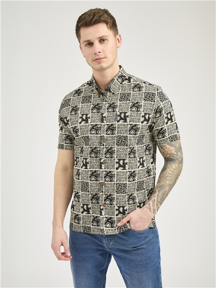 Block Checkerboard Paisley Shirt