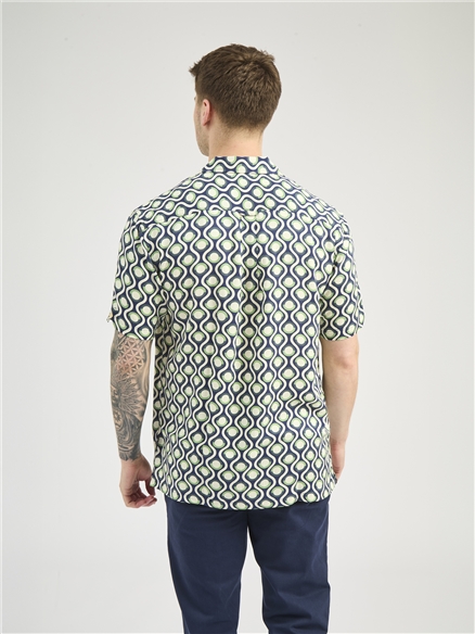 Short Sleeve Retro Geo Print Shirt