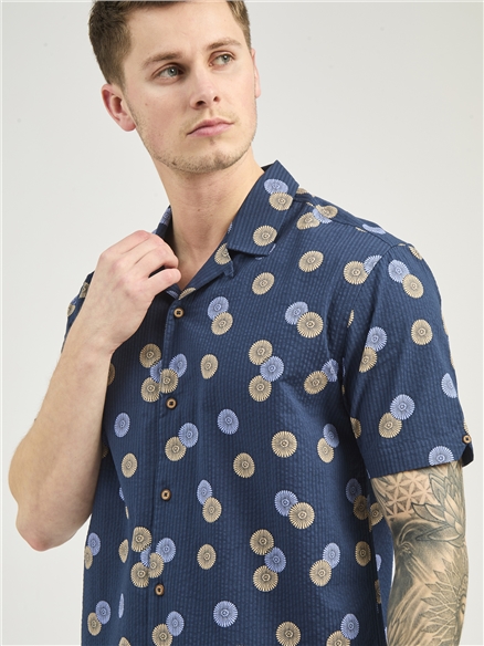 Short Sleeve Seersucker Floral Shirt