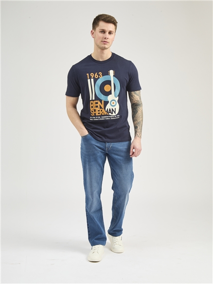 Mod Guitar Poster Tee in Dark Navy