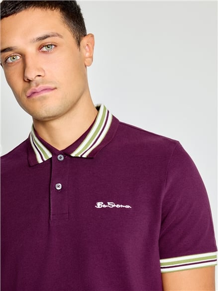 House Collar Polo Shirt in Dark Wine