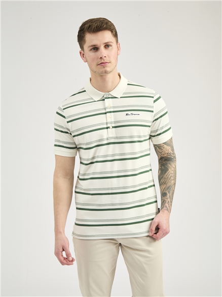 Fine Stripe Embroidered Pique Polo