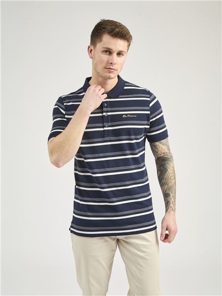 Fine Stripe Embroidered Pique Polo