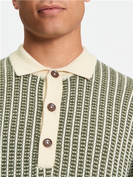 Bi Coloured Jacquard Polo in Ivory