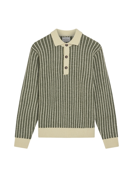 Bi Coloured Jacquard Polo in Ivory