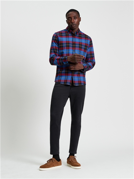 Oxford Check Shirt in Cobalt