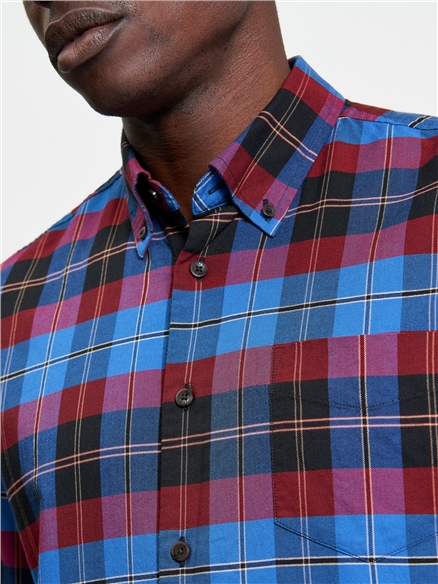 Oxford Check Shirt in Cobalt
