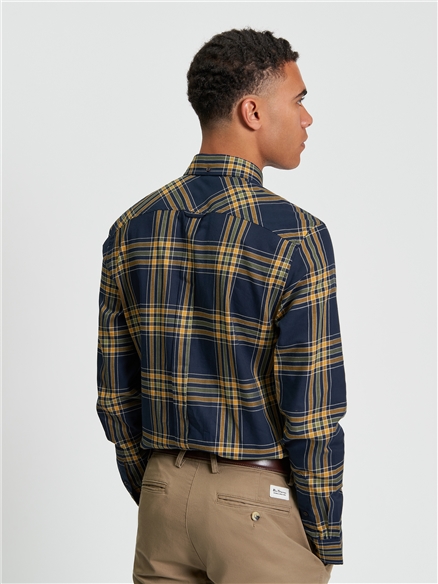 Grid Check Shirt in Dark Navy