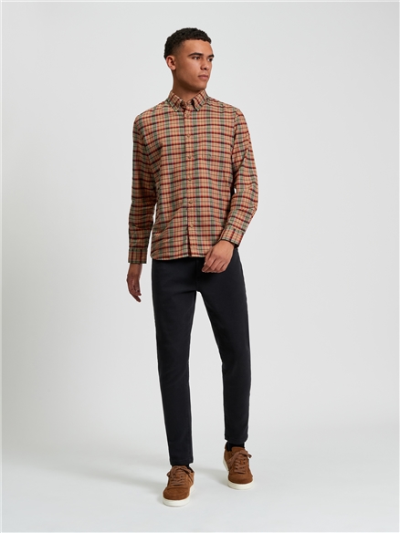 Multicolour Oxford Check Shirt in Burnt Orange