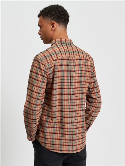 Multicolour Oxford Check Shirt in Burnt Orange