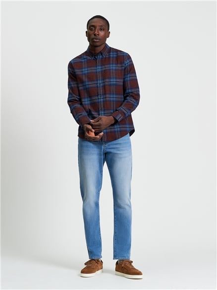 Ombre Check Shirt in Marine