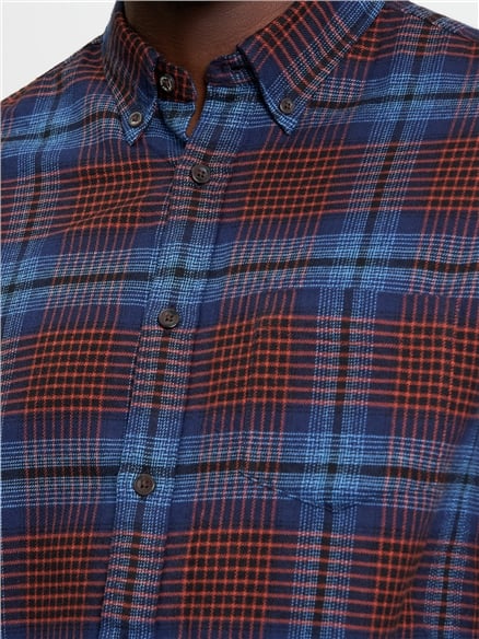 Ombre Check Shirt in Marine