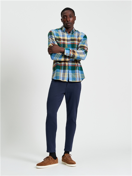Brushed Check Shirt in Riviera Blue
