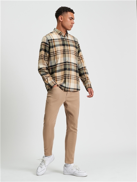 Brushed Check Shirt in Sand