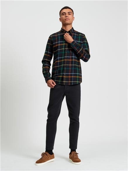 Oversized Brushed Check Shirt in Black