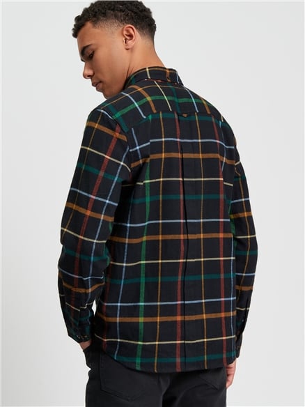 Oversized Brushed Check Shirt in Black