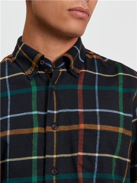 Oversized Brushed Check Shirt in Black