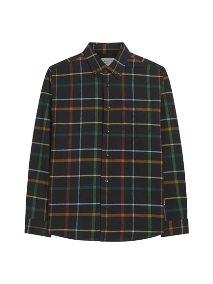 Oversized Brushed Check Shirt in Black