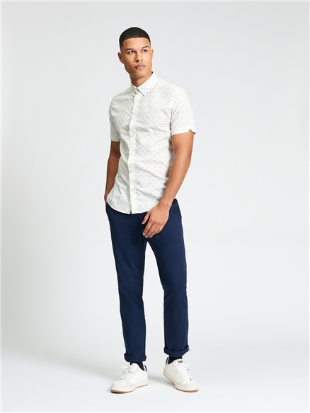 Short Sleeve Scattered Geo Print Shirt in Sage