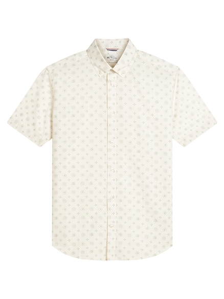 Short Sleeve Scattered Geo Print Shirt in Sage