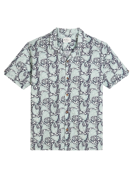 Short Sleeve Block Oxford Stripe Shirt in Turquoise
