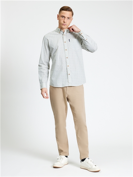 Long Sleeve Geo Stamp Print Shirt in Denim