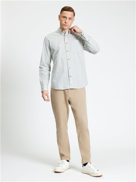 Long Sleeve Geo Stamp Print Shirt in Denim