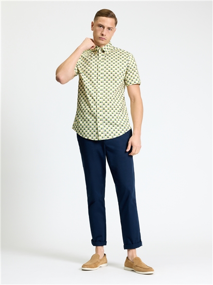Short Sleeve Retro Geo Print Shirt
