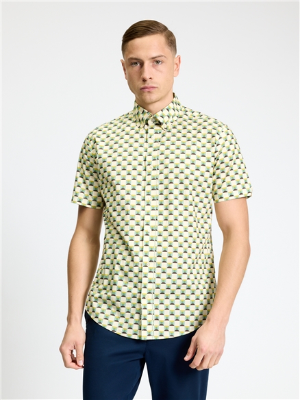 Short Sleeve Retro Geo Print Shirt